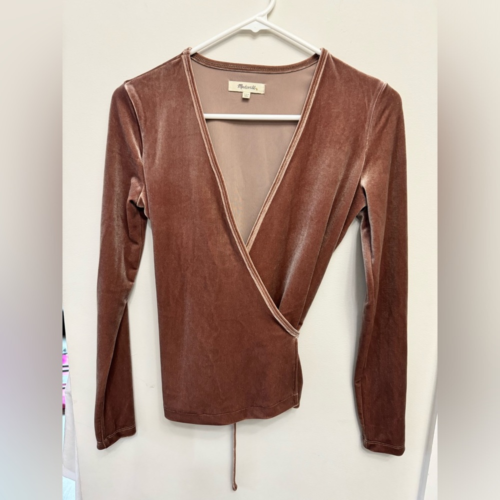 Madewell Velvet Wrap Shirt XXS